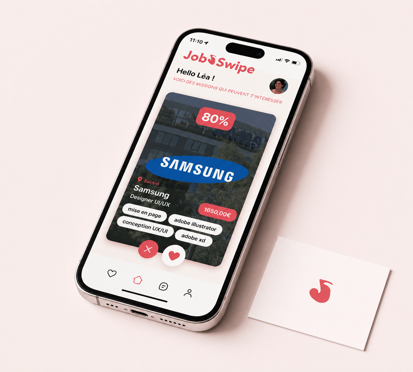 Job Swipe — Conception d'interface et d'expérience utilisateur pour une application de recrutement