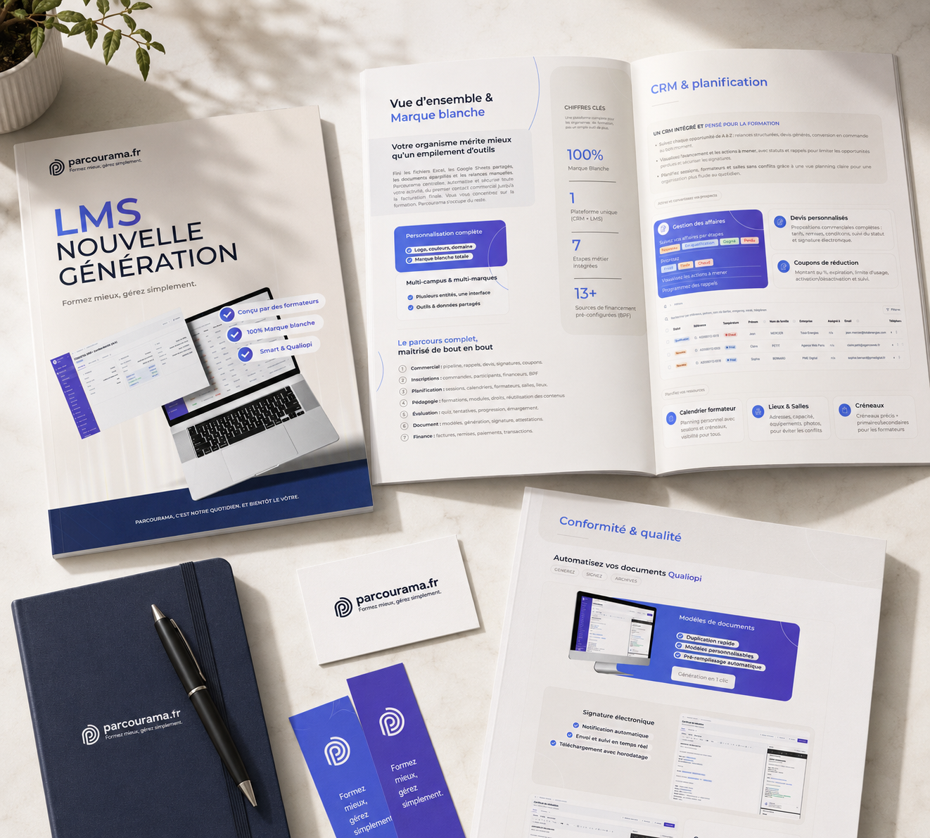 Parcourama — Conception d'un dépliant de présentation pour une plateforme LMS/CRM